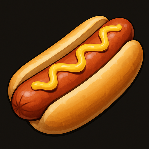 A realistic hotdog.
In-Game asset.  2d.  High contrast.  No shadows
