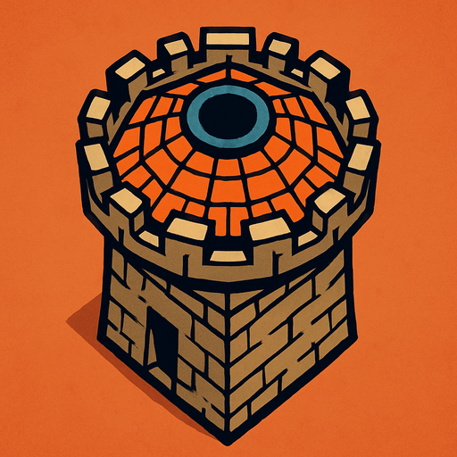 build a tower from a bird's eye view.
In-Game asset.  2d.  High contrast.  No shadows