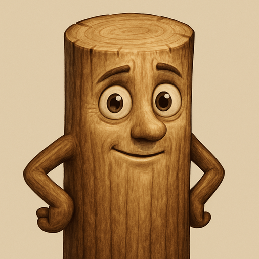 La imagen es una ilustración digital de un personaje animado que parece ser un trozo de madera o un objeto de madera con características humanoides y una expresión amigable pero algo peculiar.

Aquí una descripción detallada:

Cuerpo Principal (Tronco): El cuerpo principal del personaje es un cilindro de madera de color marrón claro, con una textura que sugiere vetas de madera. La parte superior es redondeada, formando la "cabeza".

Ultra Realista

Rostro: La "cabeza" tiene un rostro con rasgos humanos:

Ojos: Dos ojos grandes y redondos, con iris marrones y pupilas negras que miran ligeramente hacia el lado izquierdo del personaje. Tienen un brillo que les da un aspecto vívido.

Cejas: Cejas finas y elevadas, que contribuyen a la expresión de sorpresa o curiosidad.

Nariz: Una nariz pequeña y estilizada que sobre.
In-Game asset.  2d.  High contrast.  No shadows. Ultra Realista. Ultra Realista