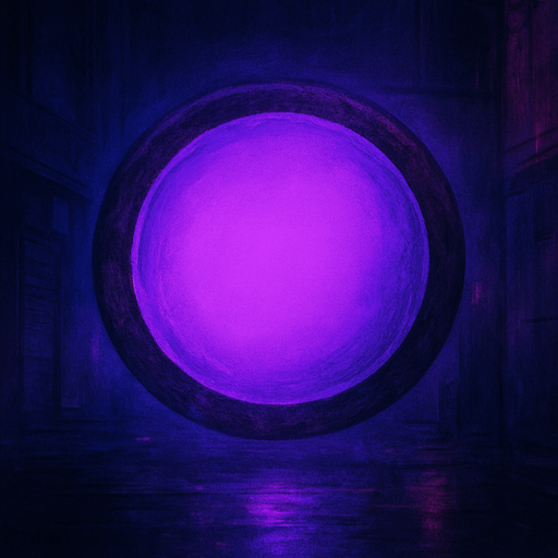 semi-realistic comic book style, moody neon lighting, lo-fi urban atmosphere, rich textures, cinematic framing, purple and blue tones, soft gradients, ambient reflections