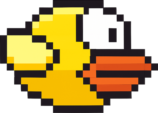 pajaro de flappy bird 2d.
In-Game asset.  2d.  High contrast.  No shadows