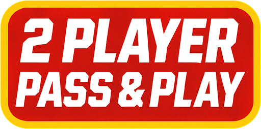 A UI button that says 2 player Pass & Play in sports ESPN style fonts.
In-Game asset.  2d.  High contrast.  No shadows