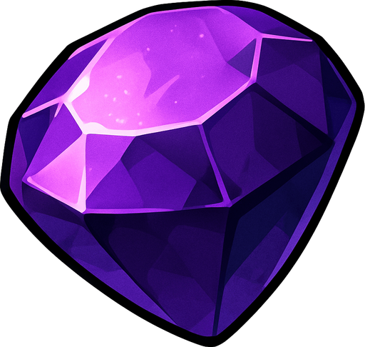a purple gem not a diamond realistic.
In-Game asset.  2d.  High contrast.  No shadows