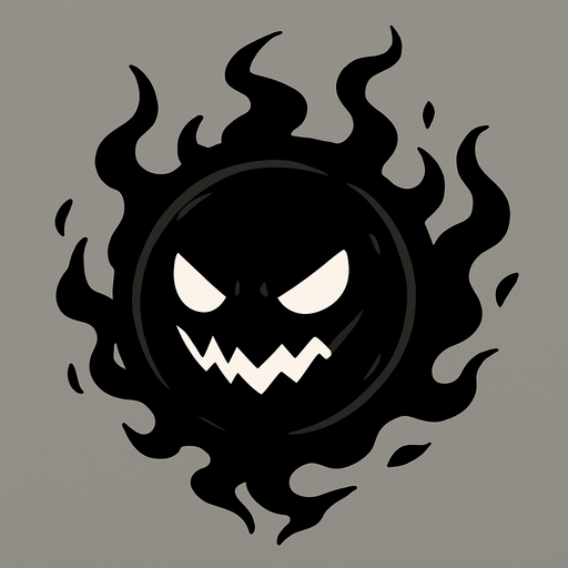 roh jahat berbentuk orb gelap.
In-Game asset.  2d.  High contrast.  No shadows