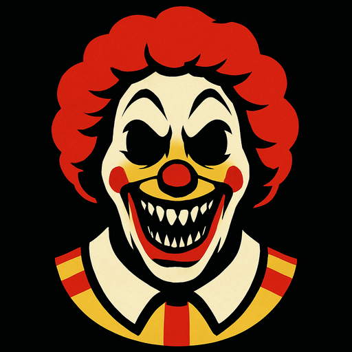 mcdonalds clown scary head.
In-Game asset.  2d.  High contrast.  No shadows