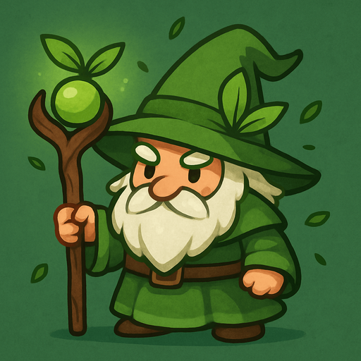 2d in game asset nature (green) wizard.