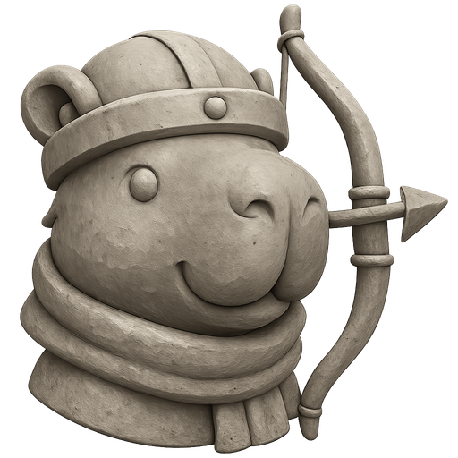 Recrealo en una escultura. Utiliza un estilo cartoon. Usas colores grises. Recuerda que es un capibara usas sus rasgos y formas. Damelo sin fondo