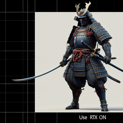 HERO IS A MASTER SAMURAI WARRIOR Single Game Texture. In-Game asset. 2d. Blank background. High contrast. No shadows.RTX ON.INRECEDIBLE DETAIL.ULTRA HD .