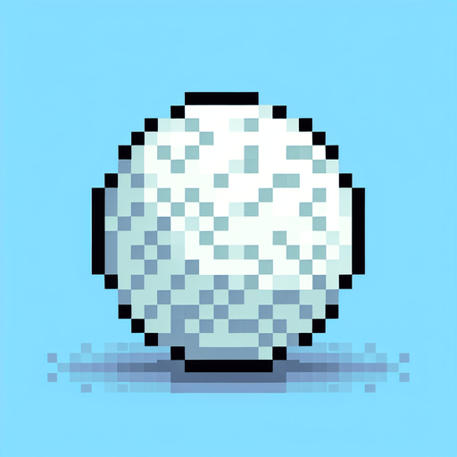 snowball. Single Game Texture. In-Game asset. 2d. Blank background. High contrast. No shadows. pixelated. 8 bit