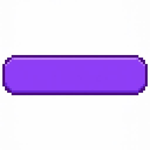 800x180 pixel art horizontal bar, fully rounded corners, vibrant purple color, 8-bit arcade UI style, clean and minimal, no background.
In-Game asset.  2d.  High contrast.  No shadows