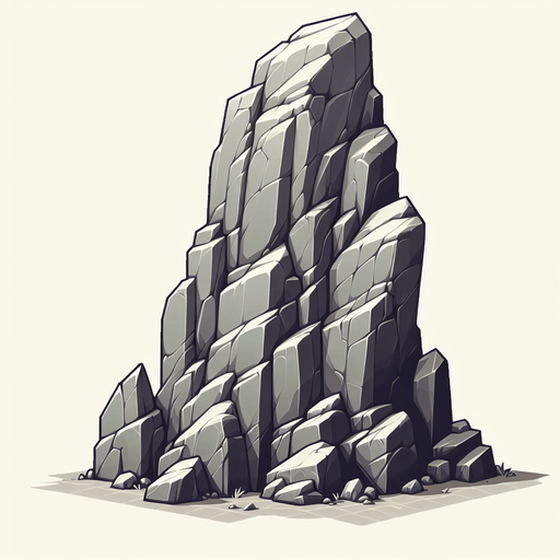 large rock.
Single Game Texture.  In-Game asset.  2d.  Blank background.  High contrast.  No shadows