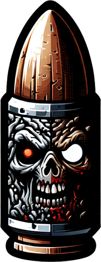 zombie bullet.
Single Game Texture. In-Game asset. 2d. Blank background. High contrast. No shadows.