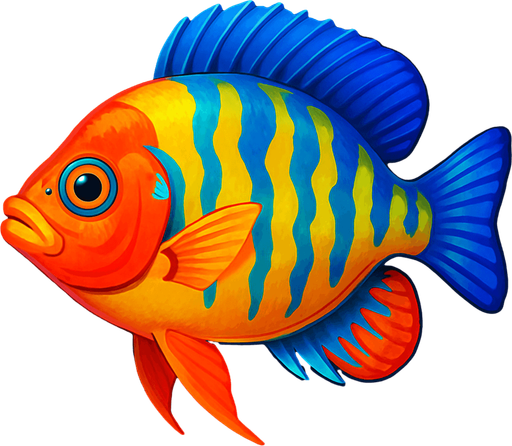 colorfull realistic fish.
In-Game asset.  2d.  High contrast.  No shadows