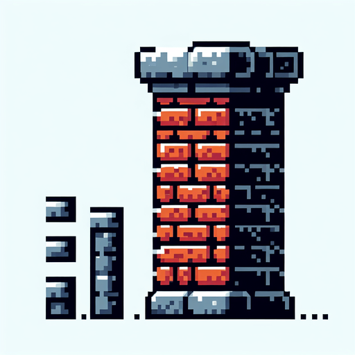 8-bit chimney. in game asset. Single Game Texture. In-Game asset. 2d. Blank background. High contrast. No shadows.