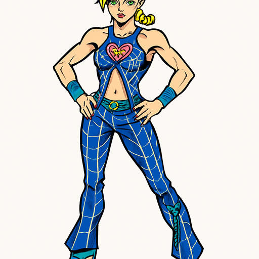 Jolyne cuerpo completo jojo's.
In-Game asset.  2d.  High contrast.  No shadows