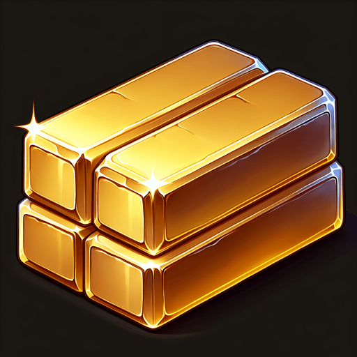 a shiny gold brick..
Single Game Texture. In-Game asset. 2d. Blank background. High contrast. No shadows.