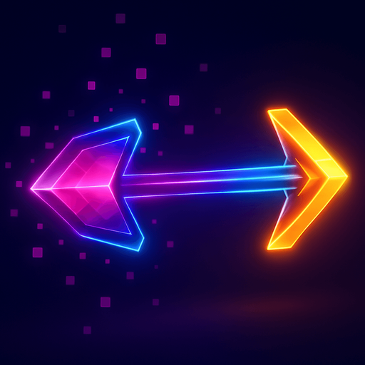 Neon cyberpunk 3d arrow glowing