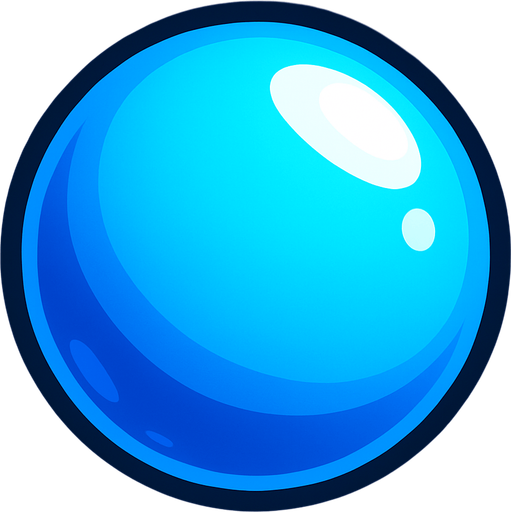 A shiny blue ball.
In-Game asset.  2d.  High contrast.  No shadows