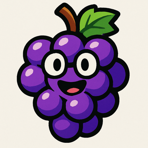 Grape 
with face.
In-Game asset.  2d.  High contrast.  No shadows
