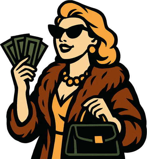 a rich woman.
In-Game asset.  2d.  High contrast.  No shadows