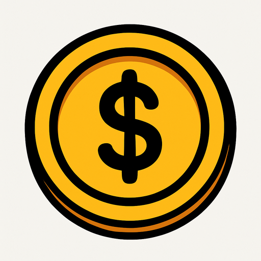 Coin icon.
In-Game asset.  2d.  High contrast.  No shadows