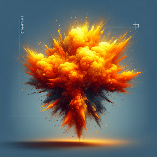orange yellow float explosion.
Single Game Texture.  In-Game asset.  2d.  Blank background.  High contrast.  No shadows