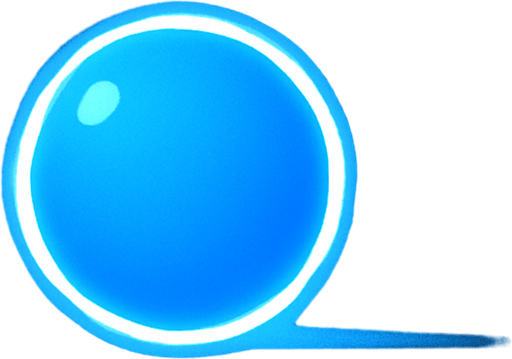 "Oyuncunun karakteri, parlak mavi renkte, orta boyutlu, pürüzsüz bir daire şeklinde olmalı. Hareket ettiğinde hafif bir iz bırakmalı veya parlak bir kenar çizgisi olmalı. Canı azaldığında rengi kırmızıya dönmeli veya titremeli."
tek bir top olsun.
In-Game asset.  2d.  High contrast.  No shadows