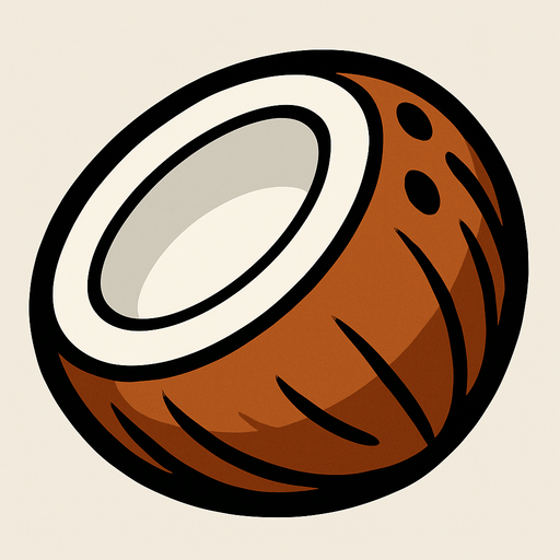 coconout.
In-Game asset.  2d.  High contrast.  No shadows. cartoon