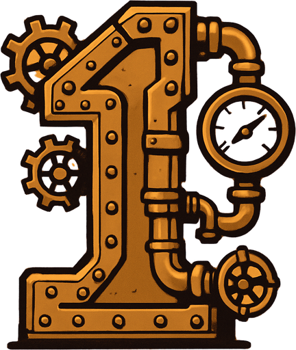1 en estilo steampunk.
In-Game asset.  2d.  High contrast.  No shadows