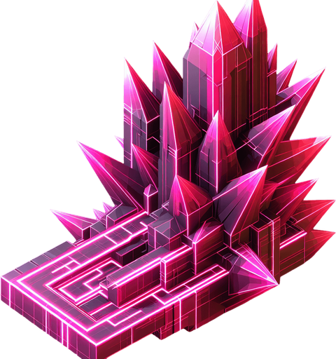 neon for obstacle in endless runner game, like a spiky obstacle but still many rectangle or angled surfaces, not round, pink neon colors.
Single Game Texture.  In-Game asset.  2d.  Blank background.  High contrast.  No shadows. neon. polygon shapes