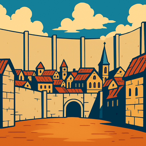 attack on titan world game background.
In-Game asset.  2d.  High contrast.  No shadows