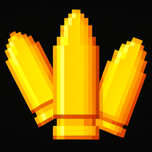 make it so that there are 3 bullets, the one on the left inclined diagonally to the left, the one in the middle forward and the one on the right  inclined diagonally to the right