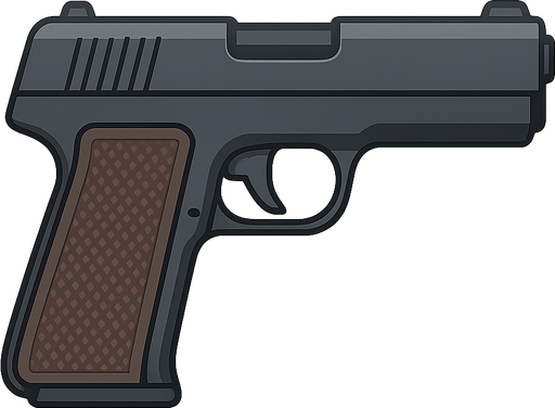 this gun should look at the better version and to the right side. No background. Transparent background. Blank background. No shadows. 2d. In-Game asset. flat