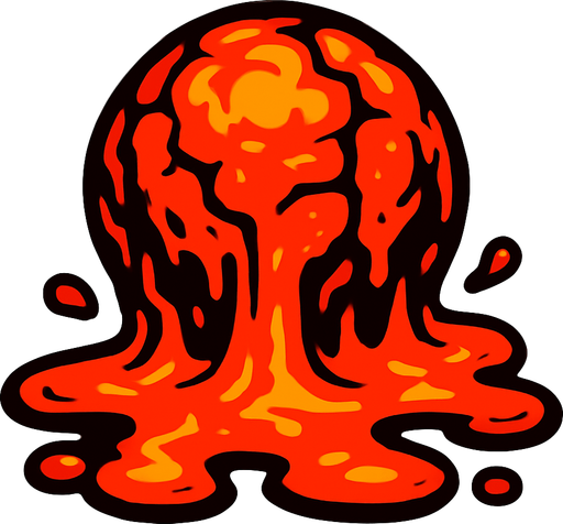 Lav topu erimiş.
In-Game asset.  2d.  High contrast.  No shadows