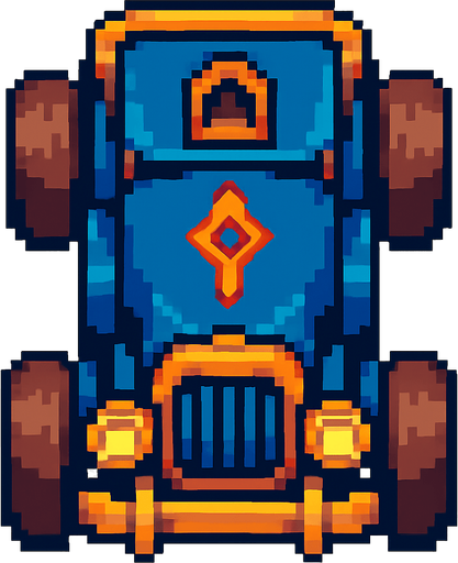 pixel art fantasy car bird's eye view.
In-Game asset.  2d.  High contrast.  No shadows
