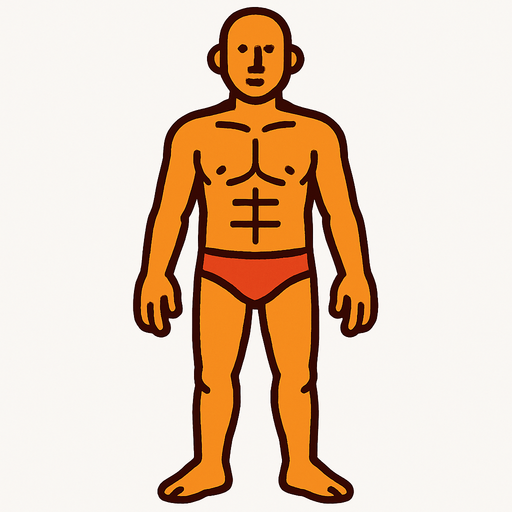 İnsan vücudu.
In-Game asset.  2d.  High contrast.  No shadows