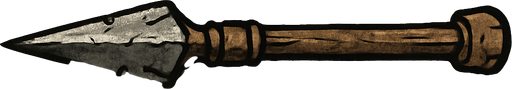 sivri uçlu, hafif yıpranmış bir mızrak, yatayda hareket ederken çiz
In-Game asset.  2d.  High contrast.  No shadows