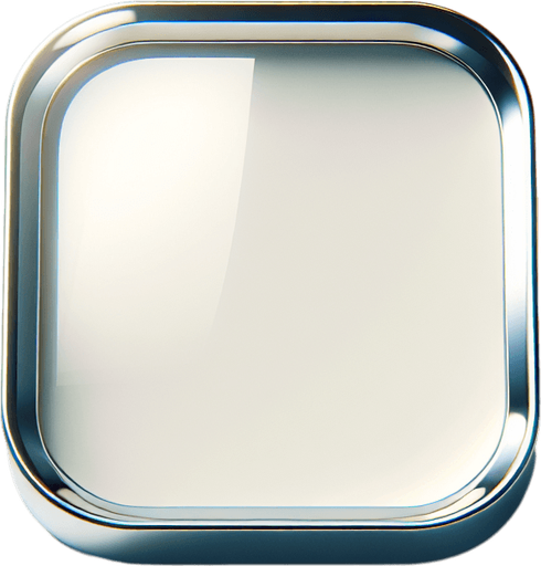 Pale white pop-up window with chrome rounded corners in front view.