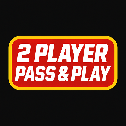 A UI button that says 2 player Pass & Play in sports ESPN style fonts.
In-Game asset.  2d.  High contrast.  No shadows