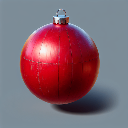A red christmass tree ball decoration Single Game Texture. In-Game asset. 2d. Blank background. High contrast. No shadows.