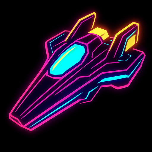 synthwave bright neon glow audiosurf or f-zero like ship
In-Game asset.  2d.  High contrast.  No shadows