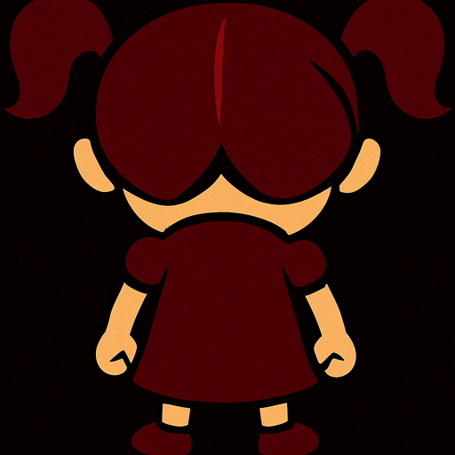 downward looking devil little girl turned back