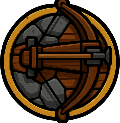 Rock and wood circle, decorated with a ring of gold. The turret is a huge heavy crosbow