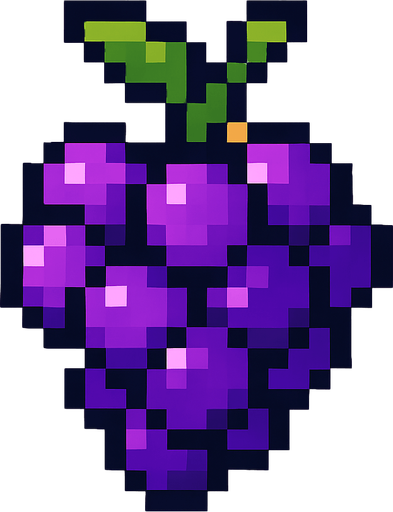 make pixel art 2d purple grapes.
In-Game asset.  2d.  High contrast.  No shadows