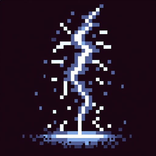 pixel art of a single lightning strike.
Single Game Texture. In-Game asset. 2d. dark background. High contrast. No shadows.