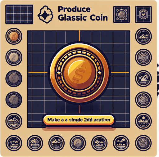 A single coin.
Single Game Texture. In-Game asset. 2d. Blank background. High contrast. No shadows.