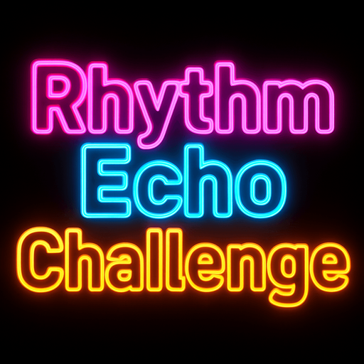 text in neon outline no background that says "Rhythm Echo Challenge".
In-Game asset.  2d.  High contrast.  No shadows