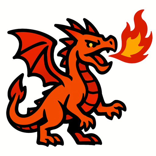 Dragon feu.
In-Game asset.  2d.  High contrast.  No shadows