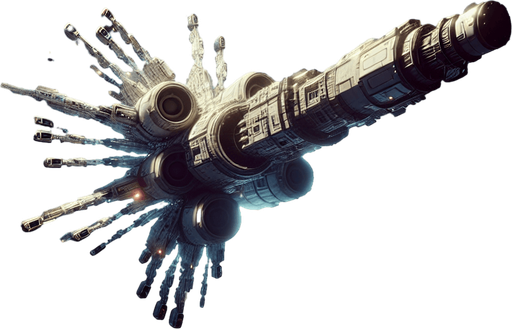 Space shooter with high weapons like missile and cannon blast.
Single Game Texture.  In-Game asset.  2d.  Blank background.  High contrast.  No shadows. 3d
