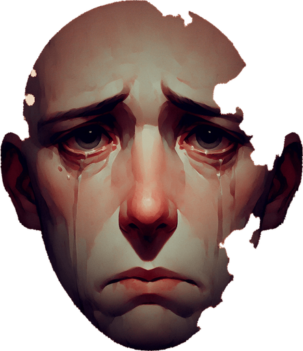 sad face.
Single Game Texture. In-Game asset. 2d. Blank background. High contrast. No shadows.